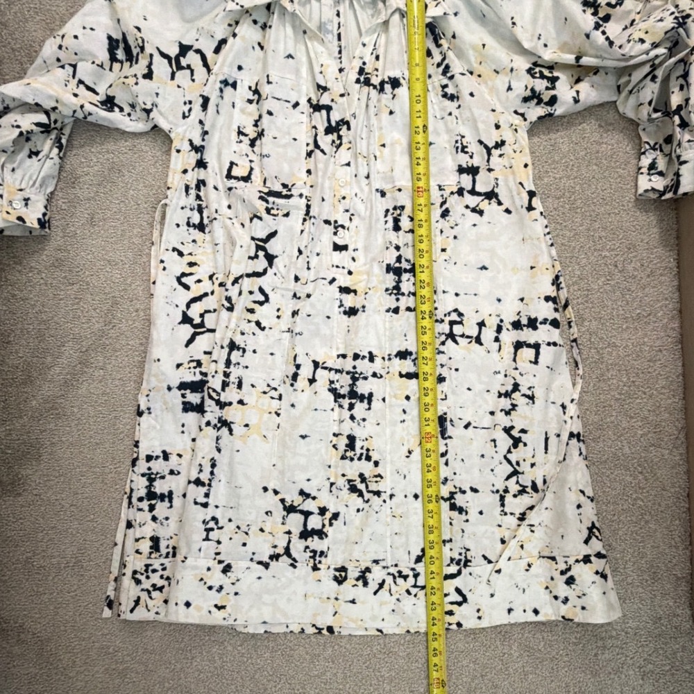 3.1 Phillip Lim Womens Large White Abstract Ink Blot Cotton Lantern‎ Shirt Dress - Picture 13 of 13
